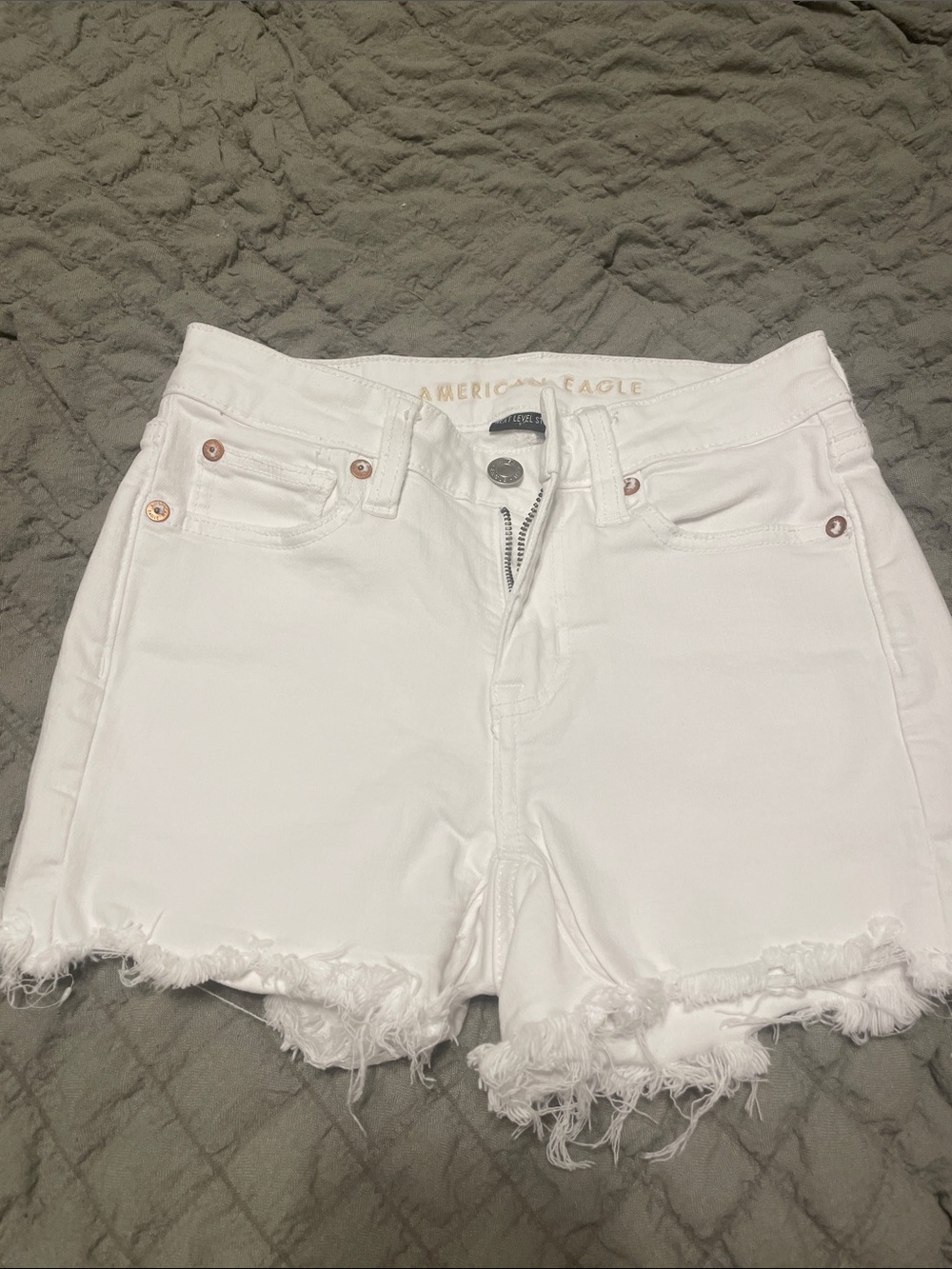 American Eagle Outfitters White Frayed Hem Jean Shorts